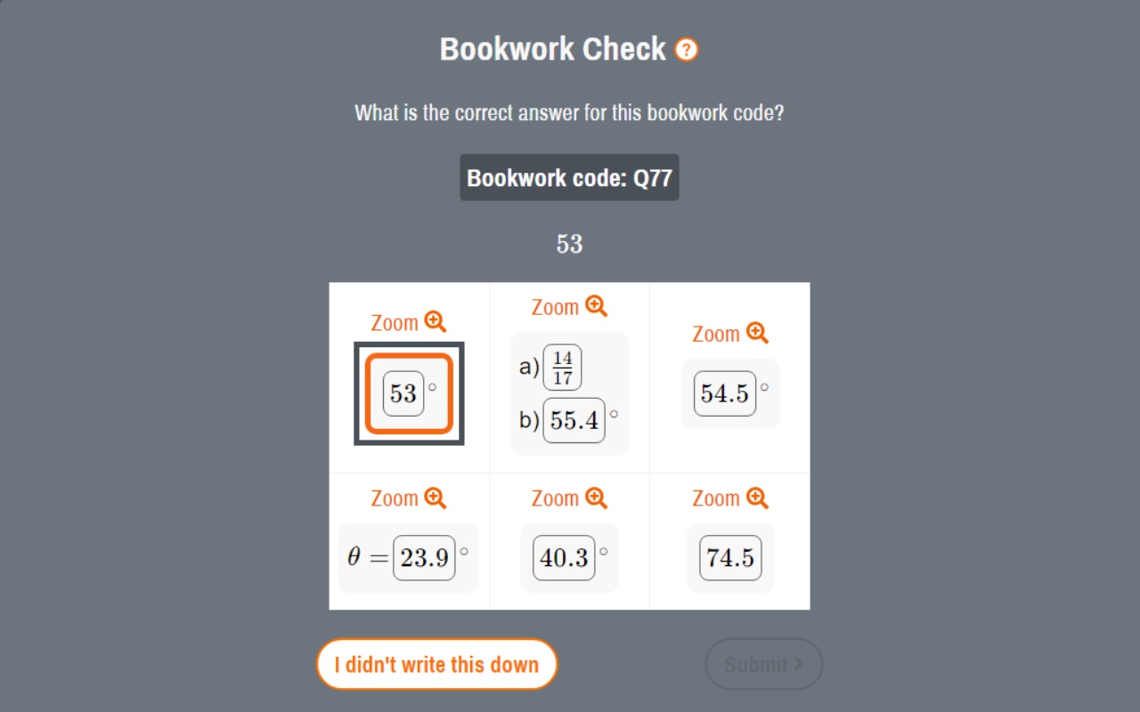 SparxSolver showing correct bookwork answers automatically